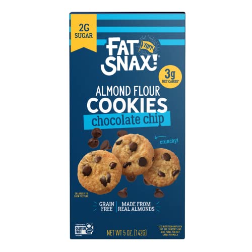 Fat Snax Low-Carb Crunchy Mini Keto Cookies, Chocolate Chip, 5 Ounce, Almond Flour Cookies, Certified Gluten-Free, Low Sugar Snack, 3G Net Carbs, 13G Fat… #TOP26