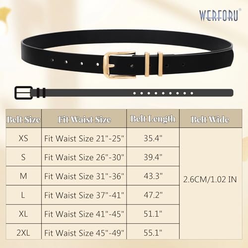 WERFORU 3 PACK Women Belt Women Fashion Leather Belts for Jeans Pants Ladies Belts with Gold Buckle