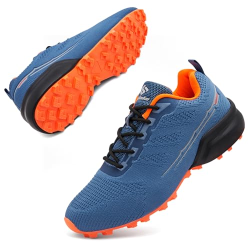 Image of Men's Trail Running Shoes Lightweight Breathable Walking Hiking Sneakers Outdoor Athletic Tennis Cross Training Shoes