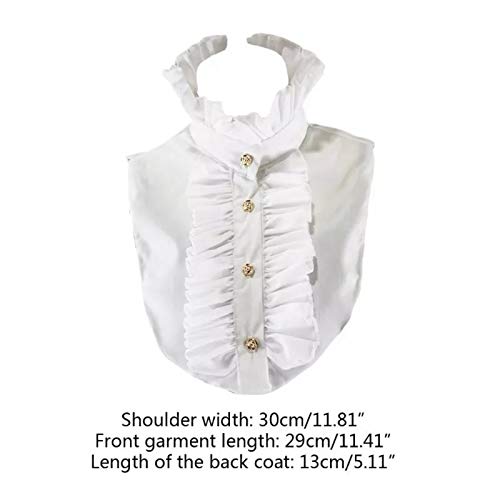 #N/a Mulheres Steampunk Ruffles Collar Falso Destacável Botões Stand-up Lapela Metade Camisa Blusa V