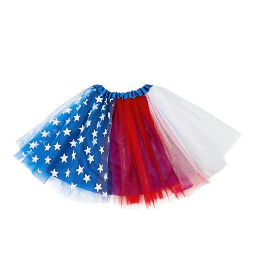 Zando 4th of July American Flag Tutu for Women Red White and Blue Tutu for Women Adults Teens Patriotic Usa 5 Layers Halloween Costume Cosplay Running Party Elastic Fluffy Tulle Dance Ballet Skirt