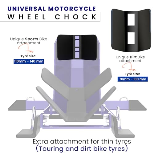 GRAND PITSTOP Universal Wheel Chock for Motorcycle Stand for Trailer Completely Adjustable Detachable Foldable Wheel Chock (Blue)