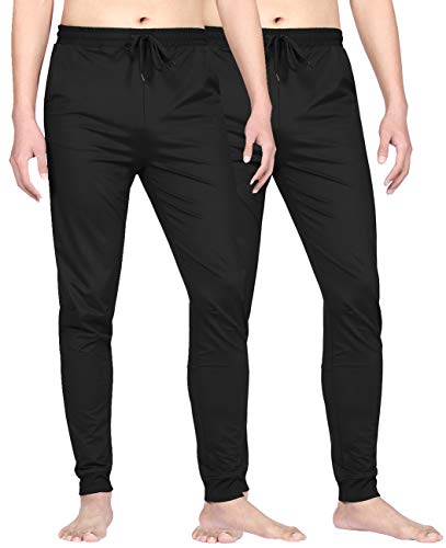 DISHANG Mens Joggers Sweatpants Running Gym Workout Track Sweat Pants with Pockets (Black, 2 Pack)
