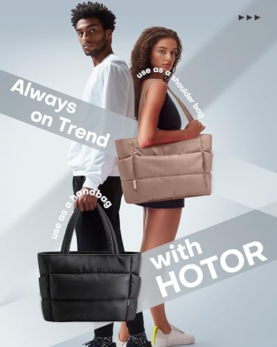 Image of HOTOR Puffer Tote Bag for Women, Multi-Pocket, Zippered