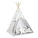 FUNwithMUM Tipi namiot do zabawy Teepee dla dzieci Indianie Wigwam pokój dziecięcy ogród mata podłogowa 3 poduszki 100 x 100 x 150 bawełna - jasny szary