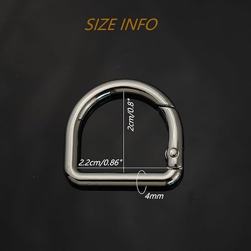 Miniatura 4 de TANJUN 2 unids D hebilla semicírculo resorte broche broche gatillo resorte llavero hebilla para bolsos monederos llavero