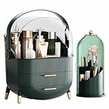 fanado Makeup Organizers Countertop, Makeup organization for Vanity, Cosmetic Storage with Lid and Drawers, Skincare Display Cases with for Desktop, Bathroom (Green)