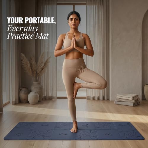 Image of WiseLife Foldable Travel Yoga Mat for Women & Men (Printed Blue)