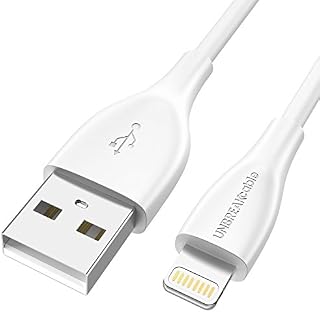 UNBREAKcable 6.6ft/2M iPhone Charger Cable - [Apple MFi Certified] 2.4A iPhone Lightning Cable Sync and Charger Lead Compatible with iPhone 14 13 12 11 Pro Max XR XS X 8 7 SE 2022 iPad - White
