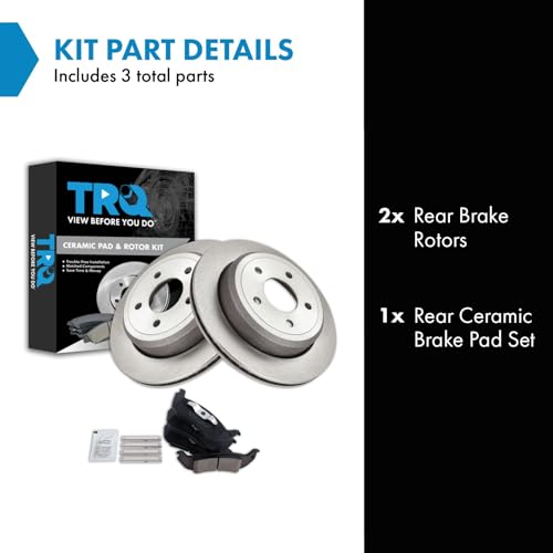 Image of TRQ Rear Brake Pad and Rotor Set Ceramic Compatible with 2005-2011 Ford Crown Victoria Mercury Grand Marquis