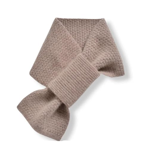 Image of Women Knitted Cross Collar Scarf,Knitted Scarf Short All Match Neck Protection Warm Thick Small Perforated Scarves (khaki,One Size)