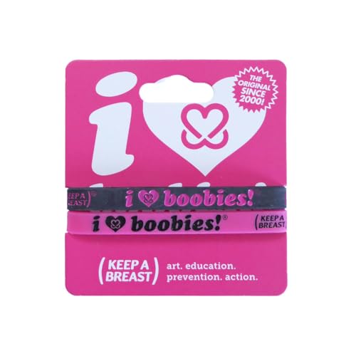 Keep A Breast The i love boobies! Mini Fuschia Black Bracelet Pack3