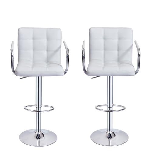 Panana Lot de 2 Tabourets de Bar Réglables Blanc