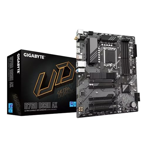 Gigabyte B760 DS3H AX Motherboard, Supports Intel Core 14th Gen CPUs, 8+2+1 Phases Digital VRM, up to 7600MHz DDR5 (OC)
