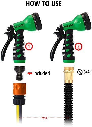 Garden Hose Nozzle Heavy Duty, High Pressure. Water Hose Nozzle Sprayer, Gun, Head. Spray Nozzle for Garden Hose, 9 Adjustable Watering Patterns, Best Nozzles for Garden, Lawn, Car Wash