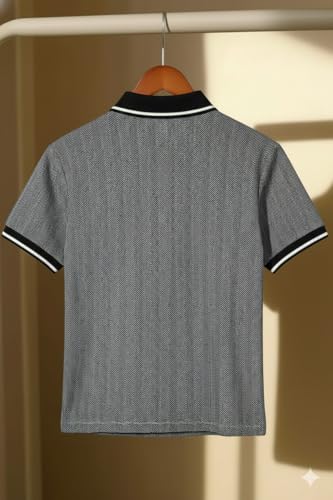 Image of Mack Jonney Men's Premium Jacquard Polo T-Shirt | Short Sleeve Soft Knit Fabric | Stylish Casual & Smart Wear Polo-M6938