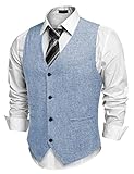 COOFANDY Men's Casual Business Vests Lightweight Waistcoat Slim Fit Suit Vest Sky Blue Medium