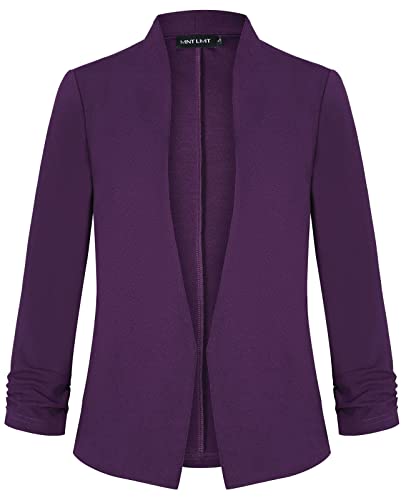 Unifizz Blazers For Women Casual Jackets For Womens 3/4 Sleeve Lightweight Blazer For Work #Purple,Size Xl# #TOP12