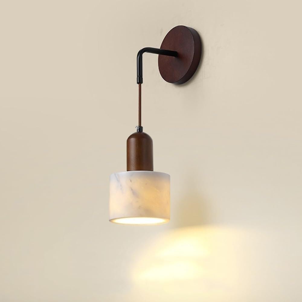 HUAYUSEDF Mid Century Bedside Wall Mounted Light, Modern Marble Stone Sconce,G9 Natural Alabaster Lamp,Nordic Vintage Rustic Hardwired Hanging Lighting for Bedroom Hallway Living Room Porch Homestay