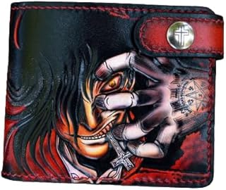 Alucard Hellsing, Alucard Wallet, Hellsing Wallet, Hand-carved, Hand painted, Personalized wallet, Handmade wallet, Leather Carving Wallet, carving wallet, 3D Genuine Leather Wallet