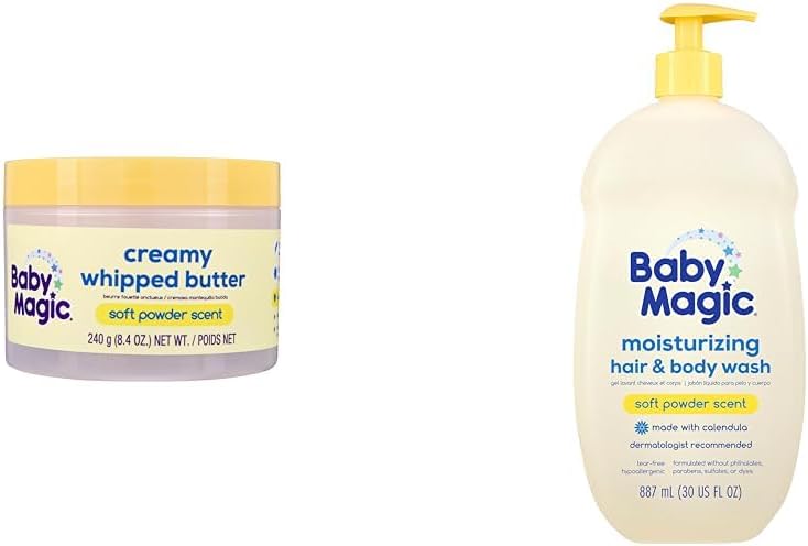 Baby MagicCreamy Whipped Butter, 8.4 oz Moisturizing Hair & Body Wash, 30 Fl Oz Bundle