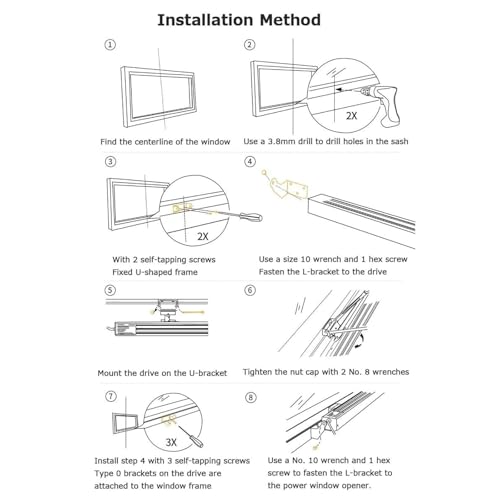 Ouvre-fenêtre électrique à chaîne 800mm avec télécommande et interrupteur discret