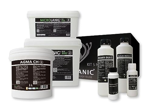 MICROLANIC - Kit Beton Ciré 5M² Prêt à l'Emploi pour Murs et Sols sur Mortiers, Gotelé, etc. SAR Supports absorbants robustes. Beige