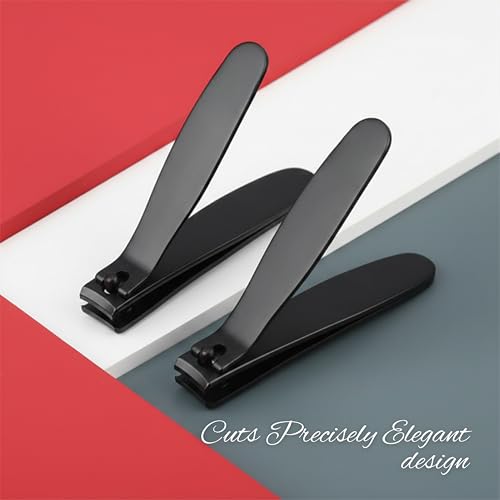 Image of FOLELLO Large Nail Clipper for Men and Women (Black), Nail Cutter for Professional and Home Use, Cuts Precisely Elegant design, Easy to Hold Unisex Nail Clipper /Cutter