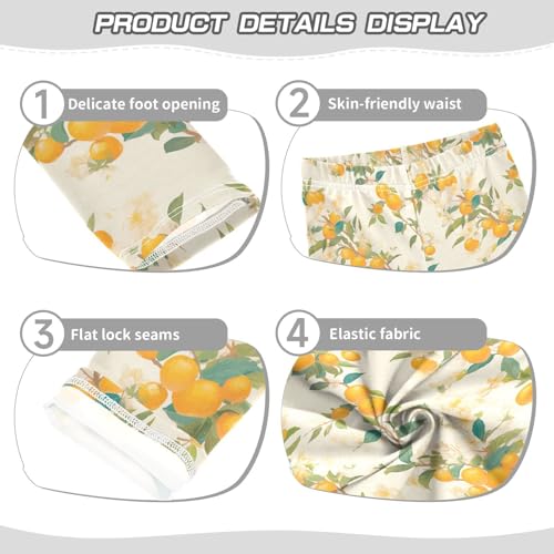 KLL Floral Pattern Orange Fruits Little Girls Active Leggings Fashion Full Length Workout Pants Gym3