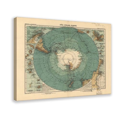 Carte Antarctique 1912 solution pour décorer un grand mur vide de bureau ou salon