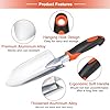 Garden Tools Set, 3 Pack Heavy Duty Gardening Tools Set Include Garden Shovel, Transplant Trowel and Hand Rake with Ergonomic Handle, Aluminum Alloy Lawn for Planting, Orange