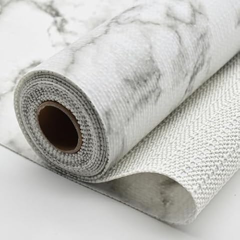 MelunMer Drawer Shelf Liners for Kitchen Cabinets Non-Adhesive 12in X 11.8Ft, Strong Grip Non Slip Bathroom Cupboard Liner Drawers, Shelf Paper Thick Easy to Clean Waterproof/Washable Mat Grey Marble Cover