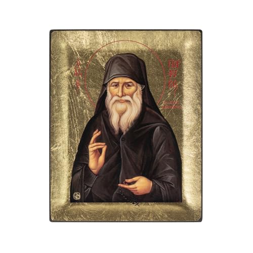 Icône de Saint Porphyre du Mont Athos en toile et fond doré de qualité artisanale unique