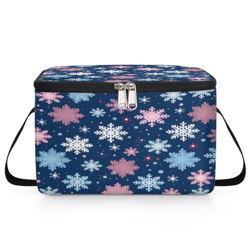 GzLeyigou Colorful Snowflakes Lunch Bags for Women Men 9 Cans, Hot & Cold Food Delivery Bag Insulated Grocery Bag Insulated Lunch Box Cooler Bag for Office Work Picnic Beach