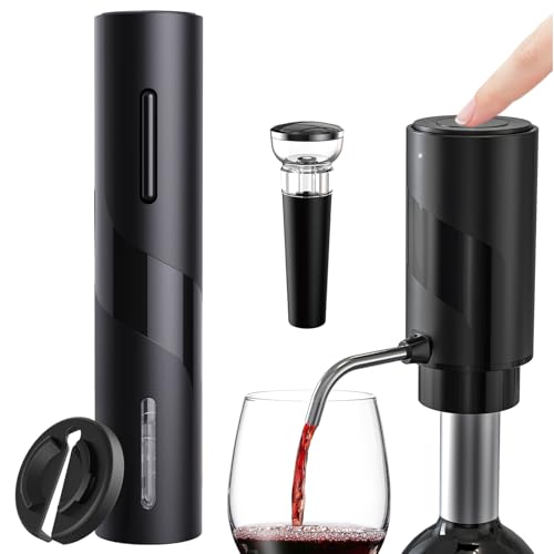 RICANK Wine Opener Day Gift Set With Electric Wine Bottle Opener Electric Wine Decanter Electric Wine Aerator And Pourer Wine Stopper Foil Cutter 4-in-1 Wine Accessory Set Rechargeable and Automatic