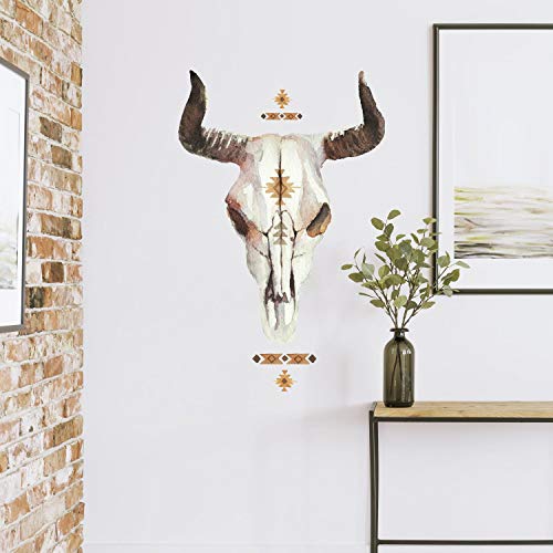 RoomMates RMK4094GM Cow Skull Southwestern Peel and Stick Giant Wall Decals