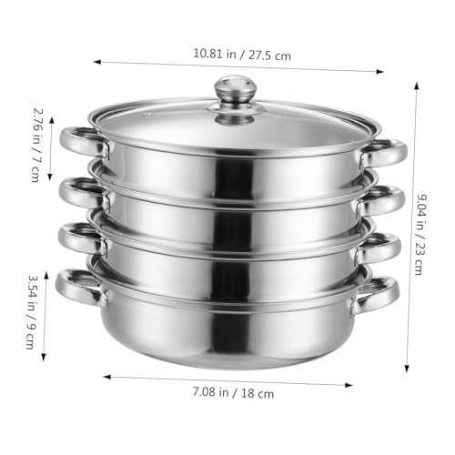 DOITOOL Stainless Steel Steam Pot 28cm 4 Tier Steamer Cooking Pot, Steam Soup Pot with Lid, Steamer Cookware Pot - Image 3
