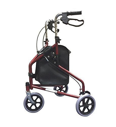 Simplelife MobilityTri-Walker Lightweight Folding Steel Walker with Bag - Red (Eligible for VAT Relief in The UK)