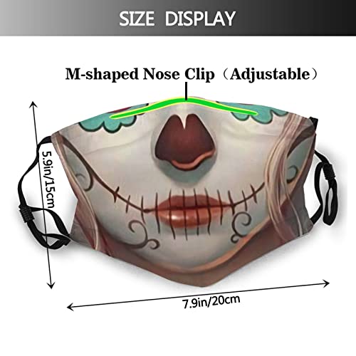 2Pcs Funny Skull Adults Face Mask, Washable Balaclavas Adjustable Masks With 2 Filters For Women Men #TOP2
