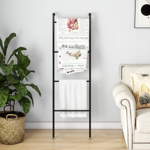 DUMEE Freestanding Towel Rack Ladder Towel Rail Stand Holder for Bath&Bathroom Accessories, Black