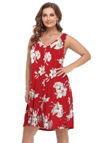 Image of BELAROI Summer Dresses for Women Beach Tshirt Sundress V Neck Casual Swing Tank Dress Swimsuit Cover Ups Pockets