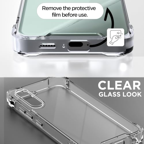 Image of Outlouders Back Cover for Samsung Galaxy S23 FE 5G Clear Transparent PC + TPU Bumper Case with Raised Edges for Shockproof Protection (Transparent)