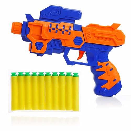 Image of Aditi Toys Hi-Arm Soft Bullet Gun Toy - Safe Plastic Gun with 10 Bullets, Effective Range of 40 Feet, Ideal for Kids Above 7 Years, BIS Approved