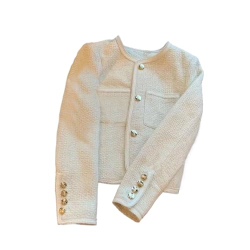 Manteau printemps automne décontracté court en tweed de laine mélangée