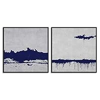 2 Piece Framed Canvas Wall Art Blue Abstract Pattern Canvas Prints Home Artwork Decoration for Living Room,Bedroom - 16