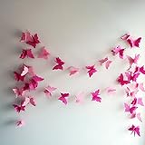 YCT 3D butterfly decorative garland -110 inch long, a set of 2. (Pink)
