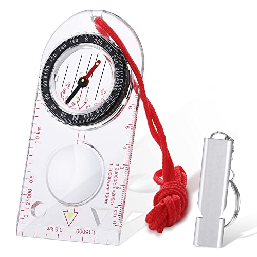 Orientation Compass, Hiking Navigation Compass, Portable Compass for Survival Mountaineering, Outdoor Activities and Map Reading with Cord, Multifunctional Explorer Compass