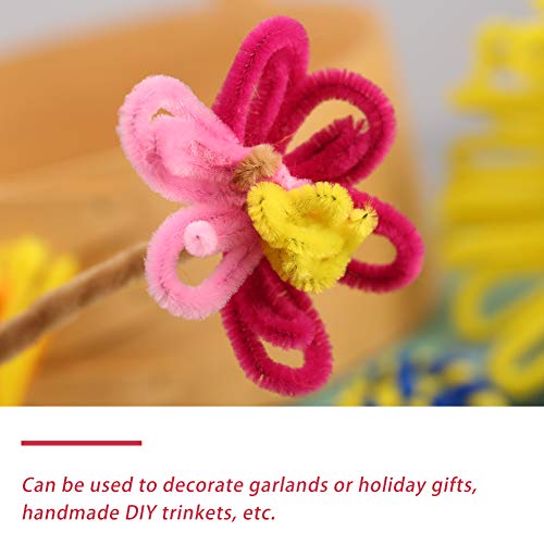 Image of 100 Pieces Pipe Cleaners Craft Chenille Stem Pink Pipe Cleaners | Fuzzy Sticks Pipe Cleaners for Crafts Festival Home Decorations