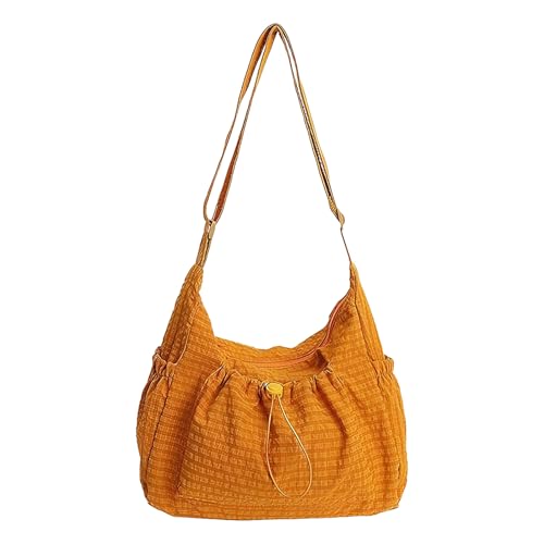 HTU Bolso de hombro de lona para mujer con correa ajustable, bolsos con asa superior, gran capacidad para viajes, compras, trabajo, uso diario (amarillo)