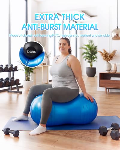 Image of Premium Peanut Ball - 100x50cm Anti-Burst Exercise Ball for Physical Therapy, Pregnancy Labor & Home Fitness Sensory| Non-Slip Design | Quick-Inflate Pump Included
